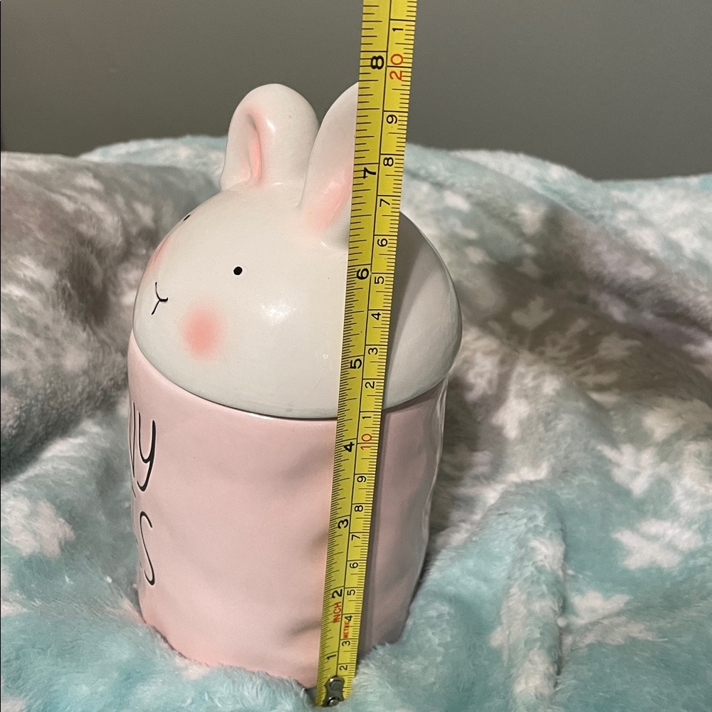 Rae Dunn Inspired Bunny Kisses Pink Ceramic Jar Like New - Picture 8 of 8